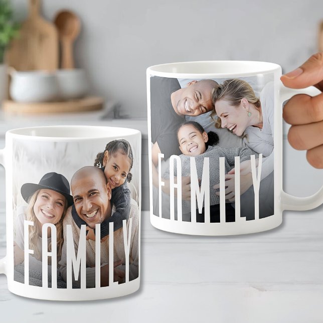 Caneca De Café Família Moderna Simples 2 Foto (Simple Modern Family 2 Photo Coffee Mug )