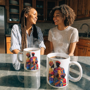 Caneca de Café Família Negra Celebrando