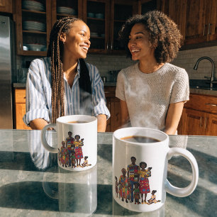 Caneca de Café Família Negra Celebrando