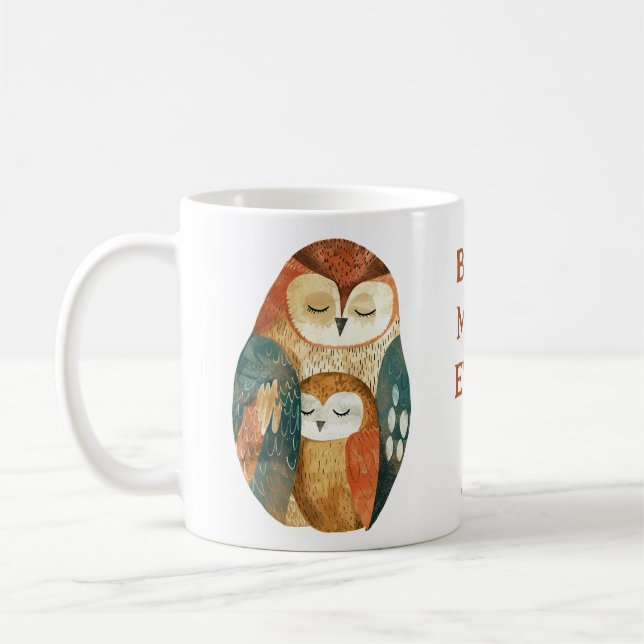Caneca De Café Família Owl Melhor Mãe Nome De Dia de as mães (Esquerda)