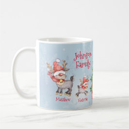 Caneca De Café Família Personalizada Bonita de 4 Reenas de Natal