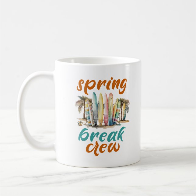 Caneca De Café Família Spring Break Crew Beach Vibes Squad 2025 (Esquerda)