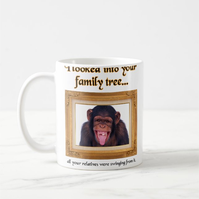 Caneca De Café Família Tree Macaco Engraçado Humor De Mug (Esquerda)