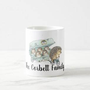 Caneca De Café Família Whimsical Hedgehog Personalizável