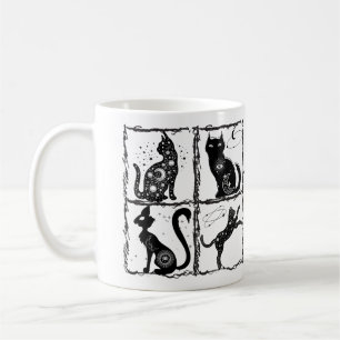 Caneca De Café Familiares Góticos Felinos.w