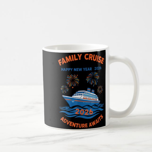 Caneca De Café Family Cruise Happy New Year 2026 Adventure  (Direita)