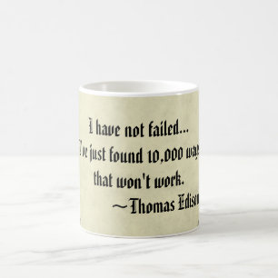 Caneca De Café Famoso Thomas Edison Sucesso e Falha Cotação Mug