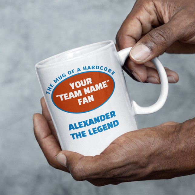 Caneca De Café Fan Blue Orange - Equipe Americana de Futebol (NFL football fan personalized mug with your favorite team and your name.)