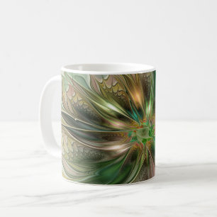Caneca De Café Fantasia Abstrata Moderna Colorida Flor Fractal