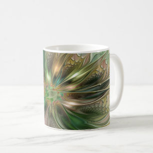Caneca De Café Fantasia Abstrata Moderna Colorida Flor Fractal