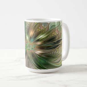 Caneca De Café Fantasia Abstrata Moderna Colorida Flor Fractal