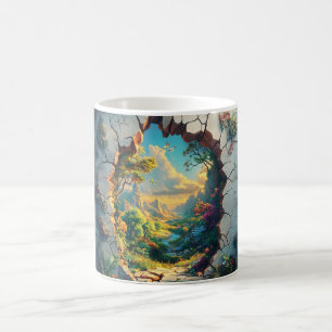 Caneca De Café Fantasia através de um Design de Muro rachado