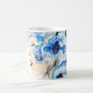 Caneca De Café Fantasia azul - aguarela