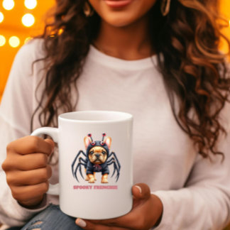 Caneca De Café Fantasia de Aranha Frenchie Pup Halloween