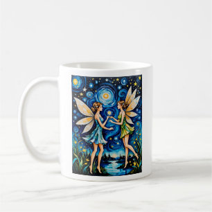Caneca De Café Fantasia de Arte Fada de Noite Estelar Whimsic