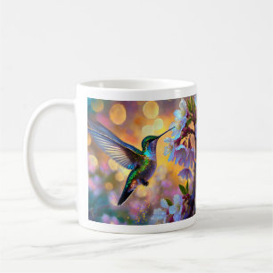 Caneca De Café Fantasia de Flor de Cerejeira Beija-flor ao Nascer