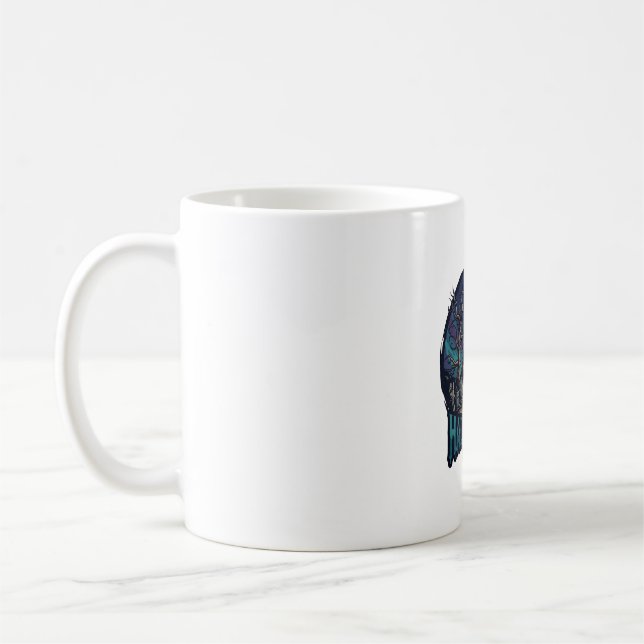 Caneca De Café Fantasia de Halloween do Lobo Uivando Lua Vermelha (Esquerda)