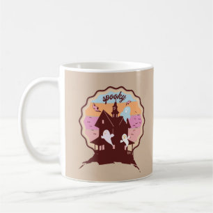 Caneca De Café Fantasia de Halloween Retro Fantasma de Casa Assom