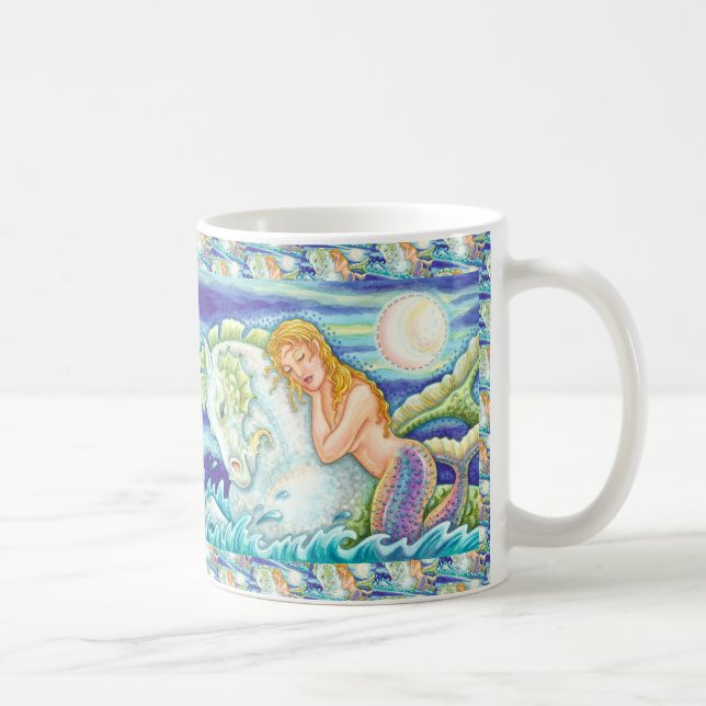 CANECA DE CAFÉ FANTASIA DE MARINHEIRO SEREIA MONTANDO CAVALO-MARI (Direita)