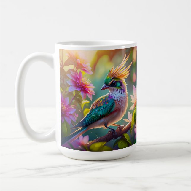 Caneca De Café Fantasia de Pássaro Verde de Cabeça Cabeluda Doura (Esquerda)