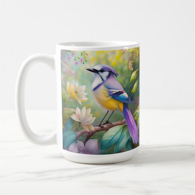 Caneca De Café Fantasia de Pássaro Violeta Crestado (Esquerda)