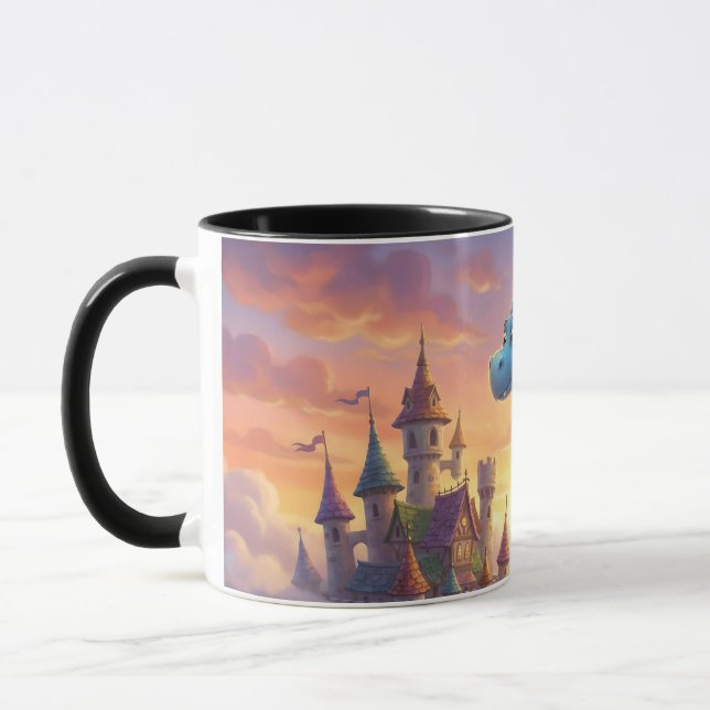 Caneca de Café Fantasia Dragão Azul Fofo (Esquerda)