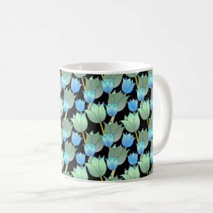 Caneca De Café Fantasia Floral Azul