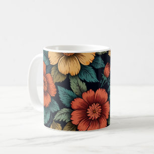Caneca De Café Fantasia Floral: Desenhos Ousados e Coloridos