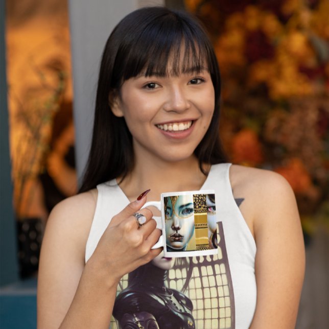 Caneca De Café Fantasia Mística Ética - Arte Preta e Dourada (Criador carregado)