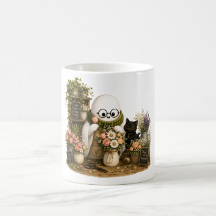Caneca De Café Fantasma Adorável Trabalhando em uma Aconchegante