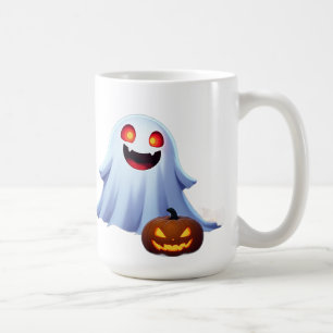 Caneca De Café Fantasma Amigável Entre Abóboras de Halloween Dive