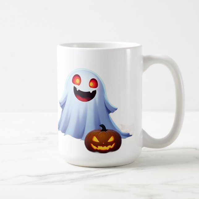 Caneca De Café Fantasma Amigável Entre Abóboras de Halloween Dive (Direita)