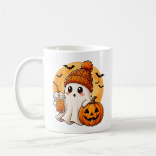 Caneca De Café Fantasma Bebendo Café Gelado com Abóbora de Hallow