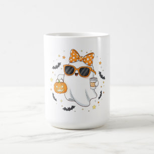 Caneca De Café Fantasma Bonita do Halloween com Abóbora