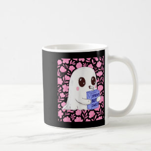 Caneca De Café Fantasma Bonita E Doce Com Halloween Floral