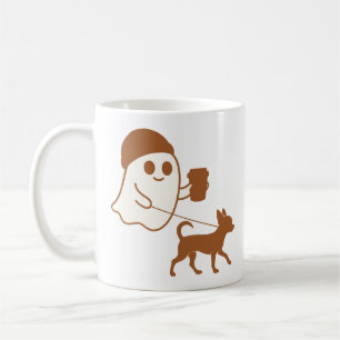 Caneca De Café Fantasma Bonito Caminhando Chihuahua