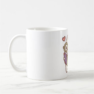 Caneca De Café Fantasma Bonito Lendo Um Livro Com Um Crânio