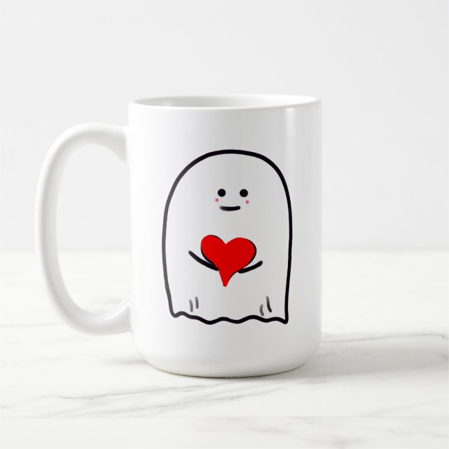 Caneca De Café Fantasma com Coração (Esquerda)