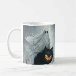 Caneca De Café Fantasma das Halloween Andando a Gato Negro
