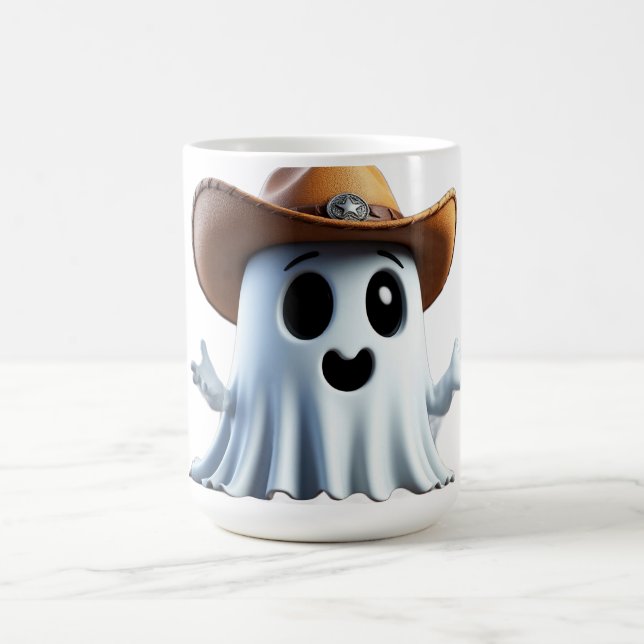 Caneca De Café Fantasma de Cowboy Bonito em Chapéu Western 🤠 (Centro)