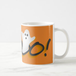 Caneca De Café Fantasma de Halloween Fofo Assustador BOO! Laranja