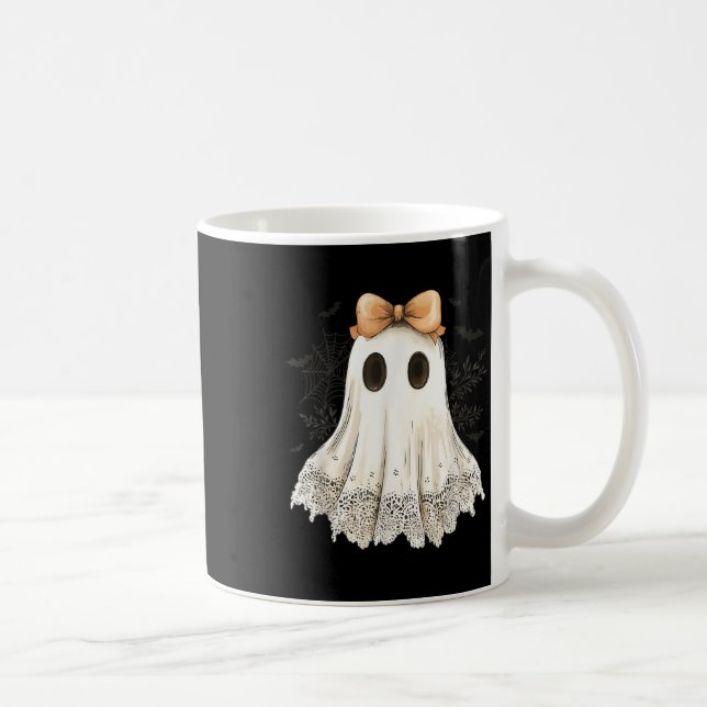 Caneca De Café Fantasma de Halloween Fofo Com Laço de Renda Estil (Direita)