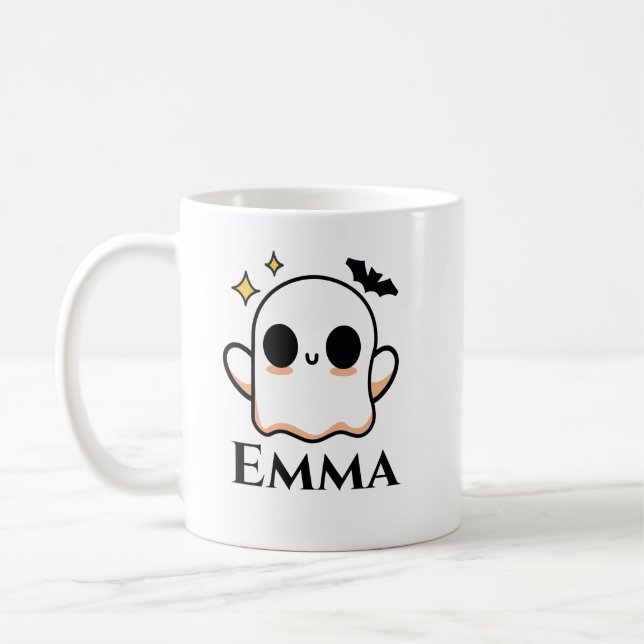 Caneca De Café Fantasma de Halloween fofo personalizável  (Esquerda)