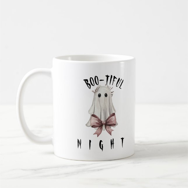 Caneca de Café Fantasma de Halloween Pink Coquette (Esquerda)