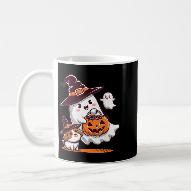 Caneca De Café Fantasma Engraçado Passeando com Cachorro Temporad (Esquerda)