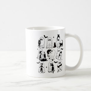 Caneca De Café Fantasma Engraçado Segurando Um Gato Negro Preguiç