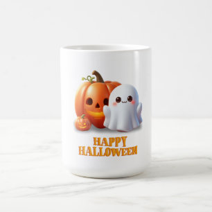 Caneca De Café Fantasma Fofo & Abóbora Feliz Halloween 