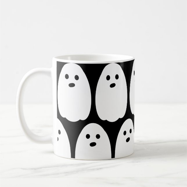 Caneca De Café Fantasma Fofo Preto e Branco (Esquerda)