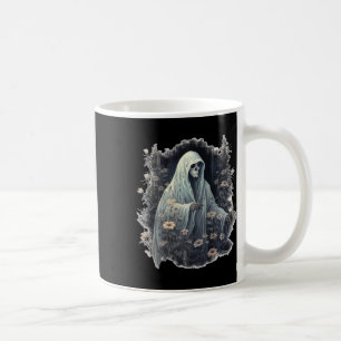 Caneca De Café Fantasma Gótico Na Floresta Vintage Floral Ghost H
