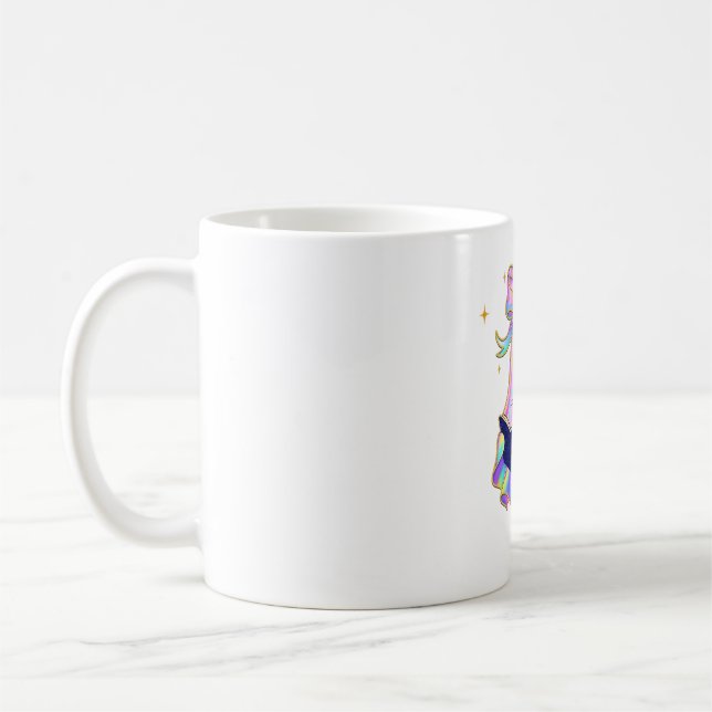 Caneca De Café Fantasma iridescente com livro e classe de gato pr (Esquerda)